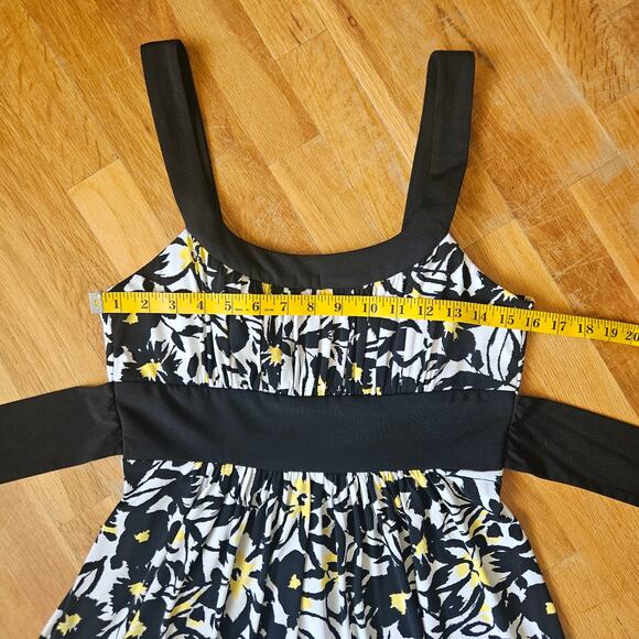 Love Tease‎ Dress Size L Black Floral Babydoll Fit & Flare Milkmaid Y2K Stretch - Picture 6 of 9